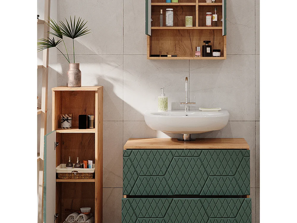 Set mobili bagno quercia verde/oro 80x41x58.6 irma