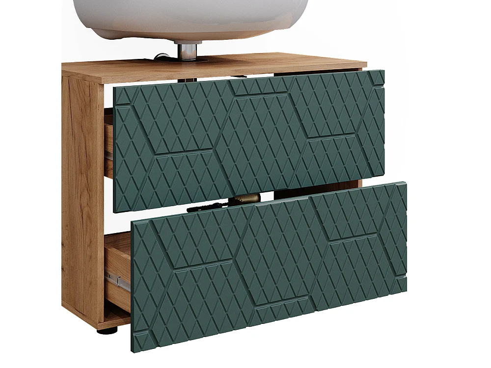 Set mobili bagno quercia verde/oro 80x41x58.6 irma