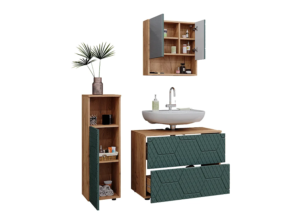 Set mobili bagno quercia verde/oro 80x41x58.6 irma