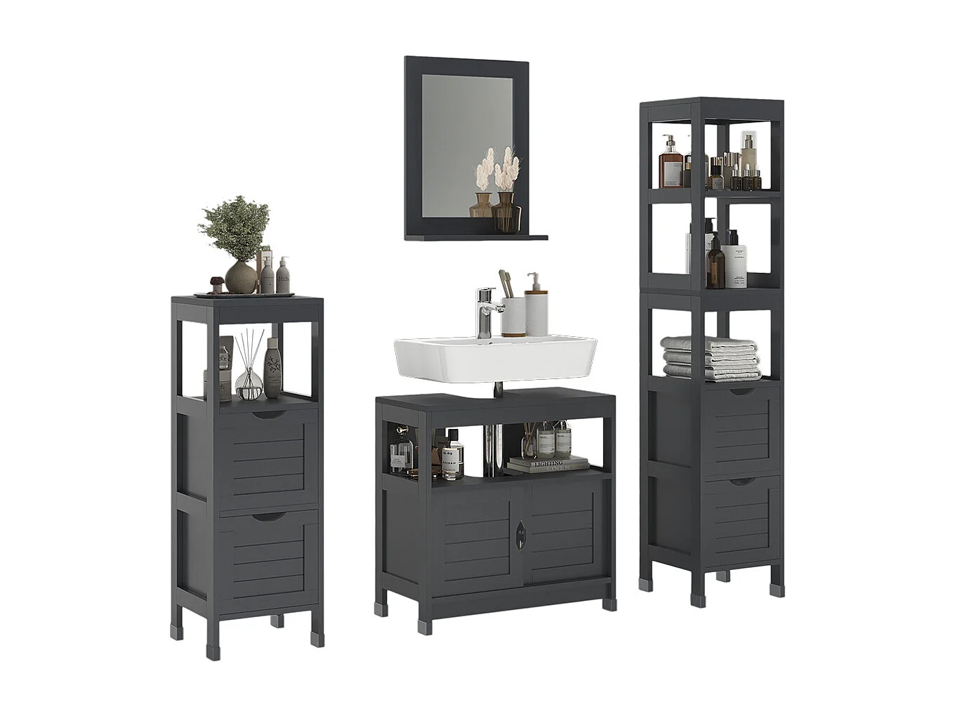 Set di mobili da bagno grigio 60x30x60 vilda