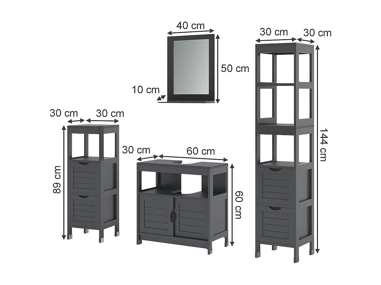 Meubles bain gris 60x30x60 vilda