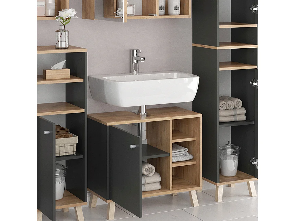 Set mobili bagno antracite 62x32x54 senyo