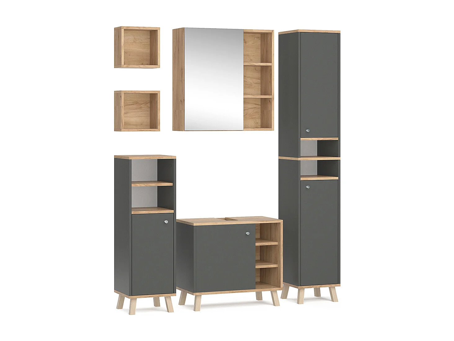 Meubles bain anthracite 62x32x54 senyo