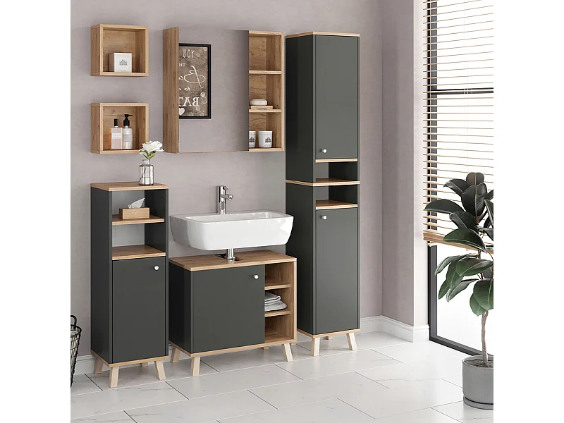 Conjunto de móveis de casa de banho antracite 62x32x54 senyo