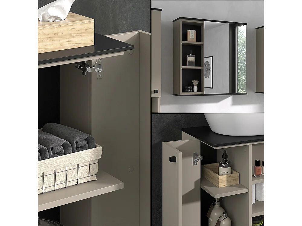 Meubles bain grège 60x37x59 joli