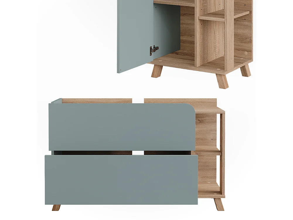 Badkamermeubelset sonoma/blauw 100x35x65 karen