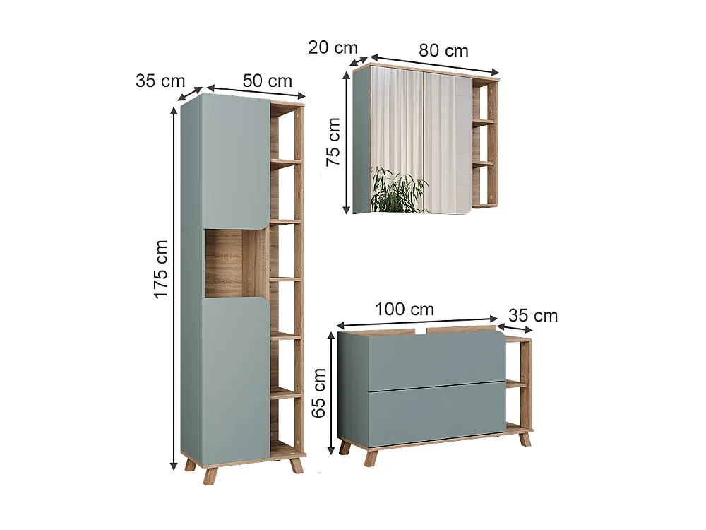 Meubles bain sonoma/bleu 100x35x65 karen
