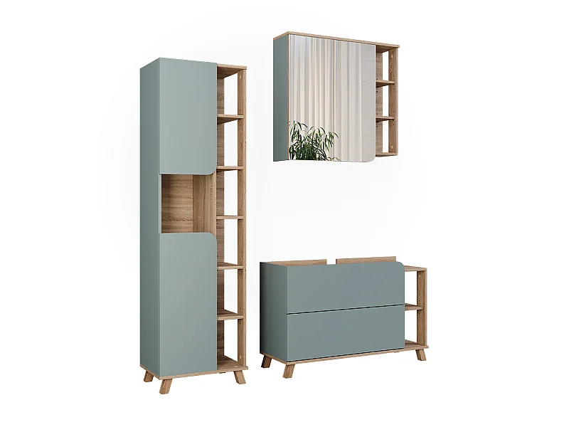 Conjunto de muebles de baño sonoma/azul 100x35x65 karen