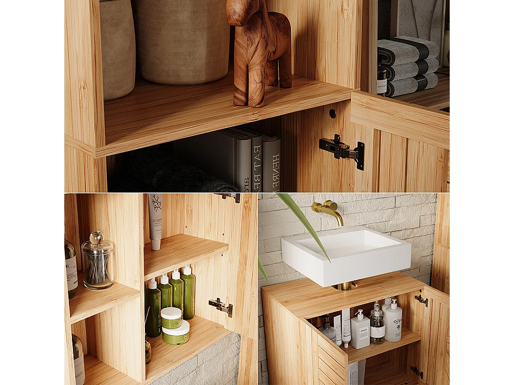 Set di mobili da bagno bambù 60x36x65 lucie