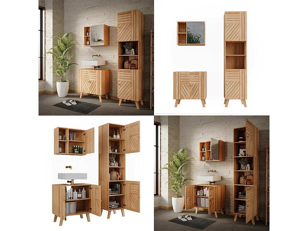 Set di mobili da bagno bambù 60x36x65 lucie