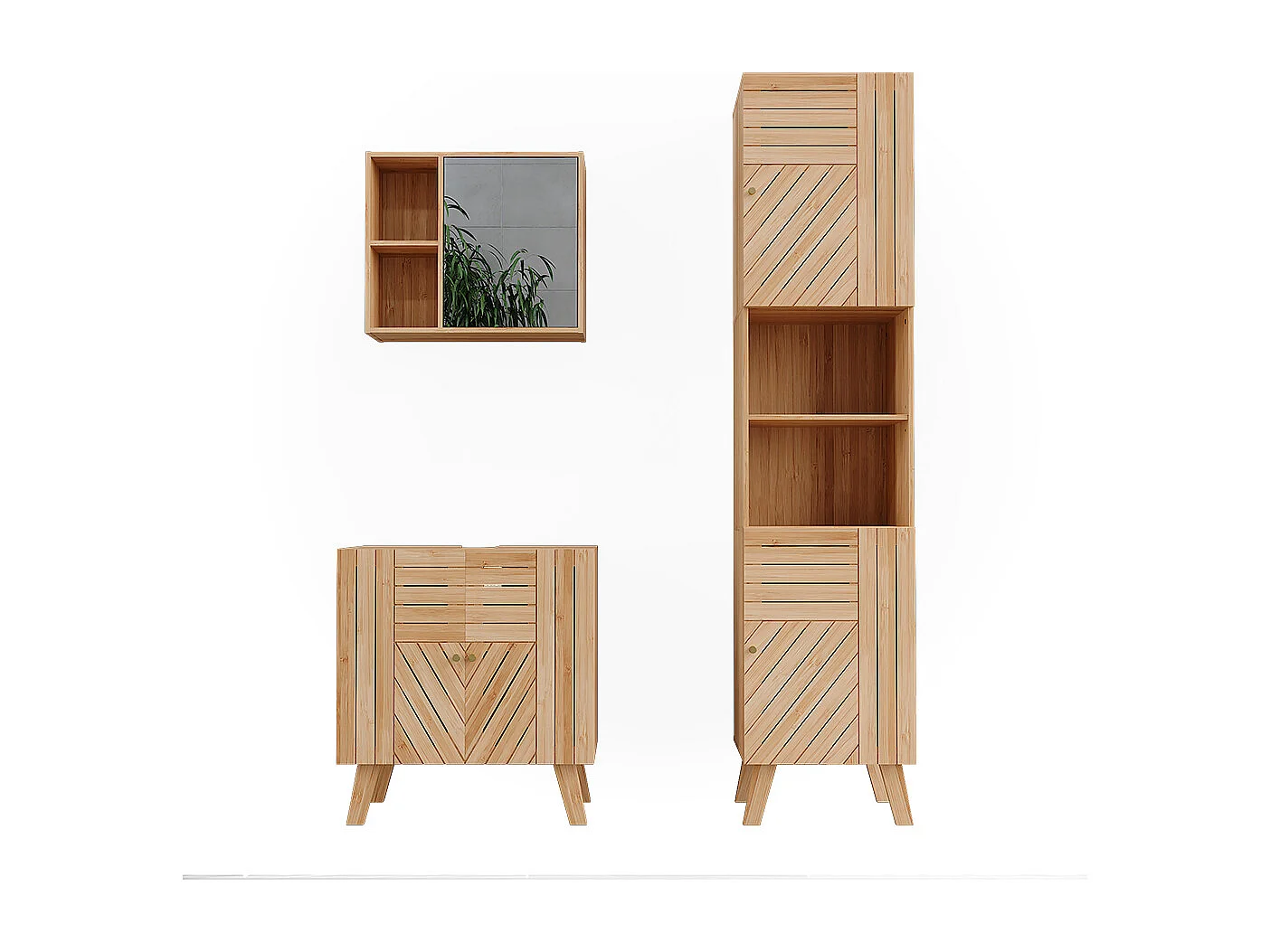 Ensemble de meubles de salle de bains bambou 60x36x65 lucie