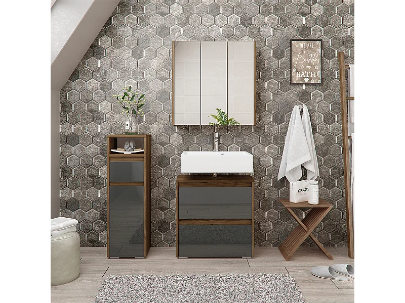 Meubles bain anthracite 60x30x62 majest