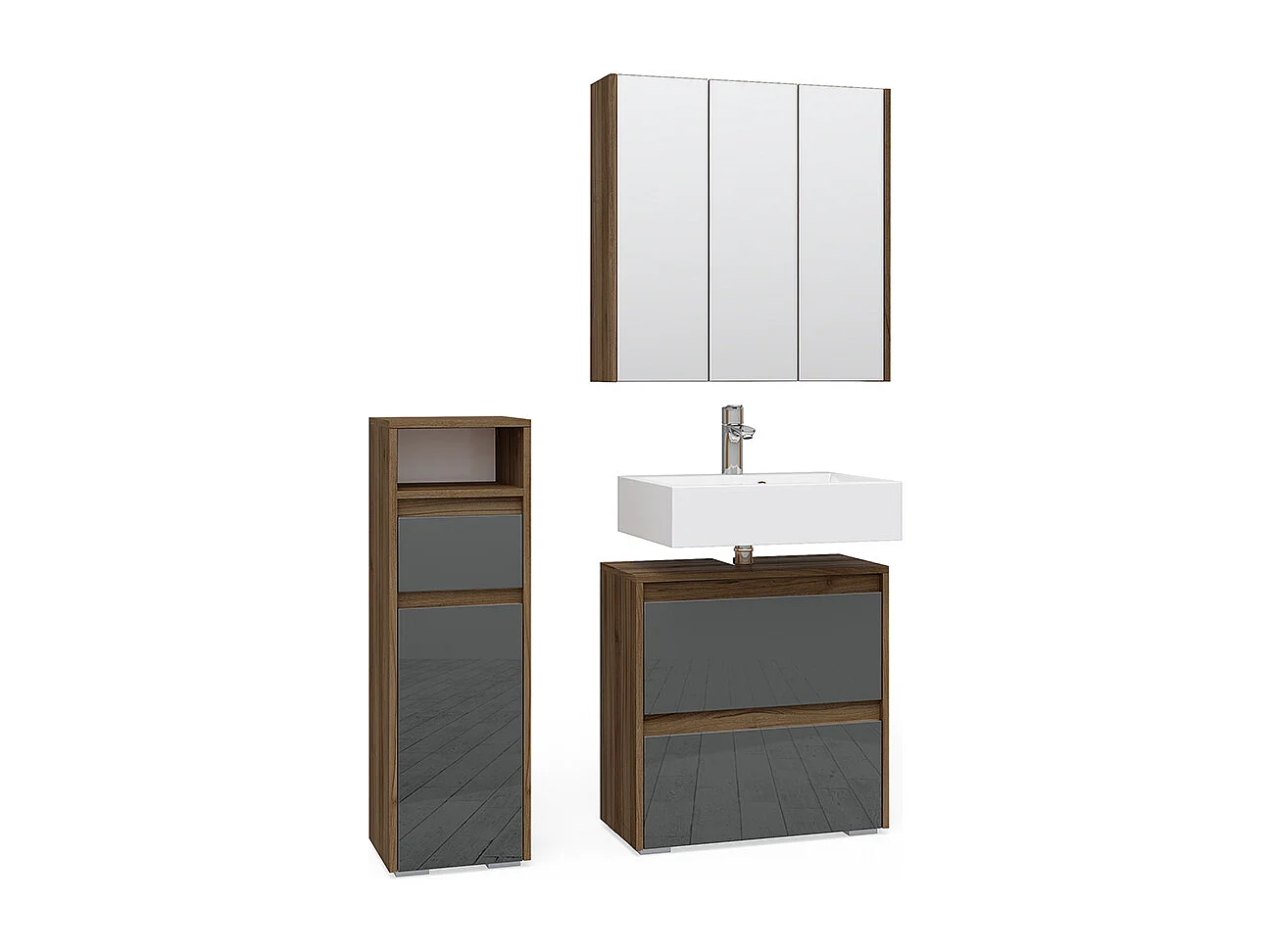Set mobili bagno antracite 60x30x62 majest