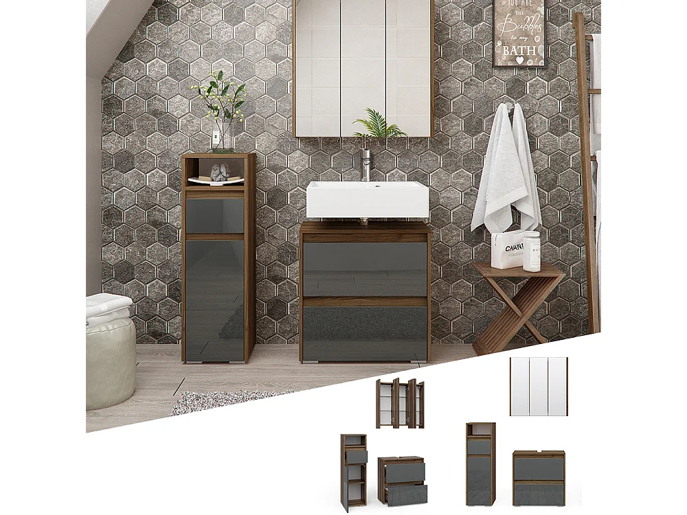 Set mobili bagno antracite 60x30x62 majest
