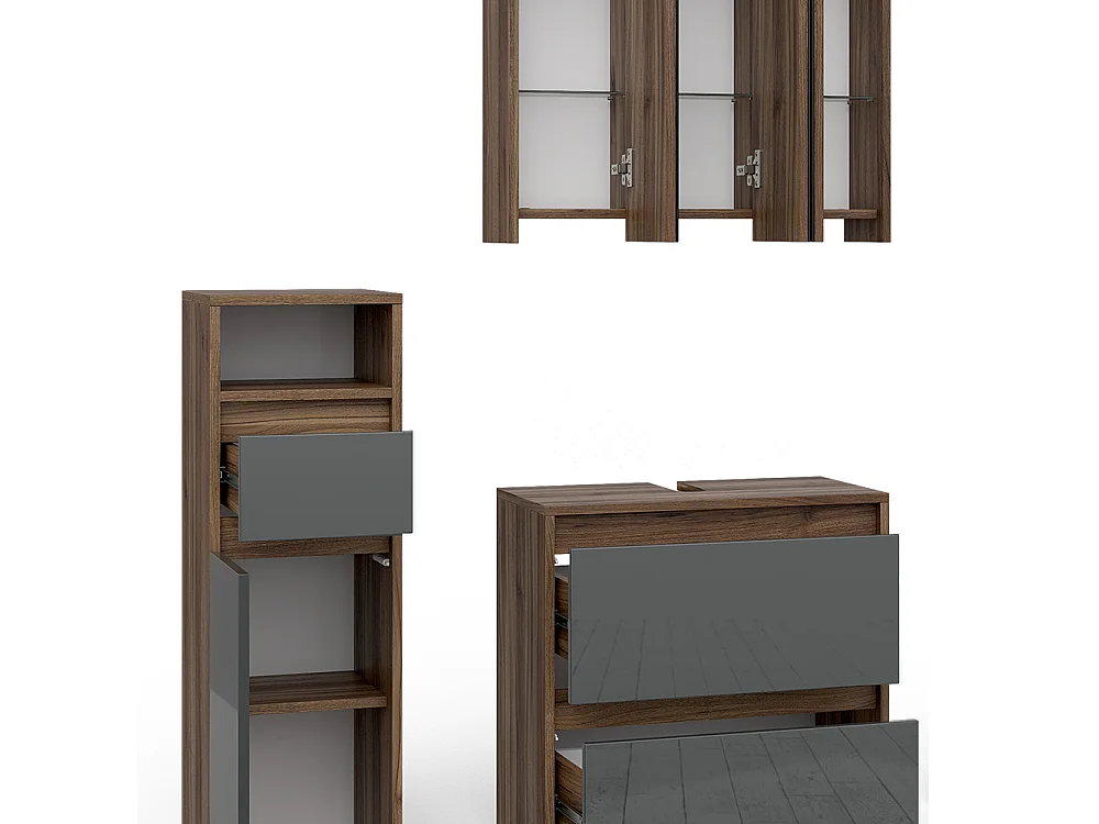 Set mobili bagno antracite 60x30x62 majest