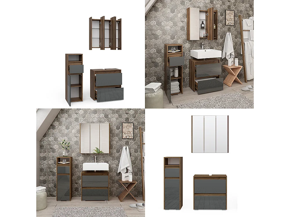 Set mobili bagno antracite 60x30x62 majest