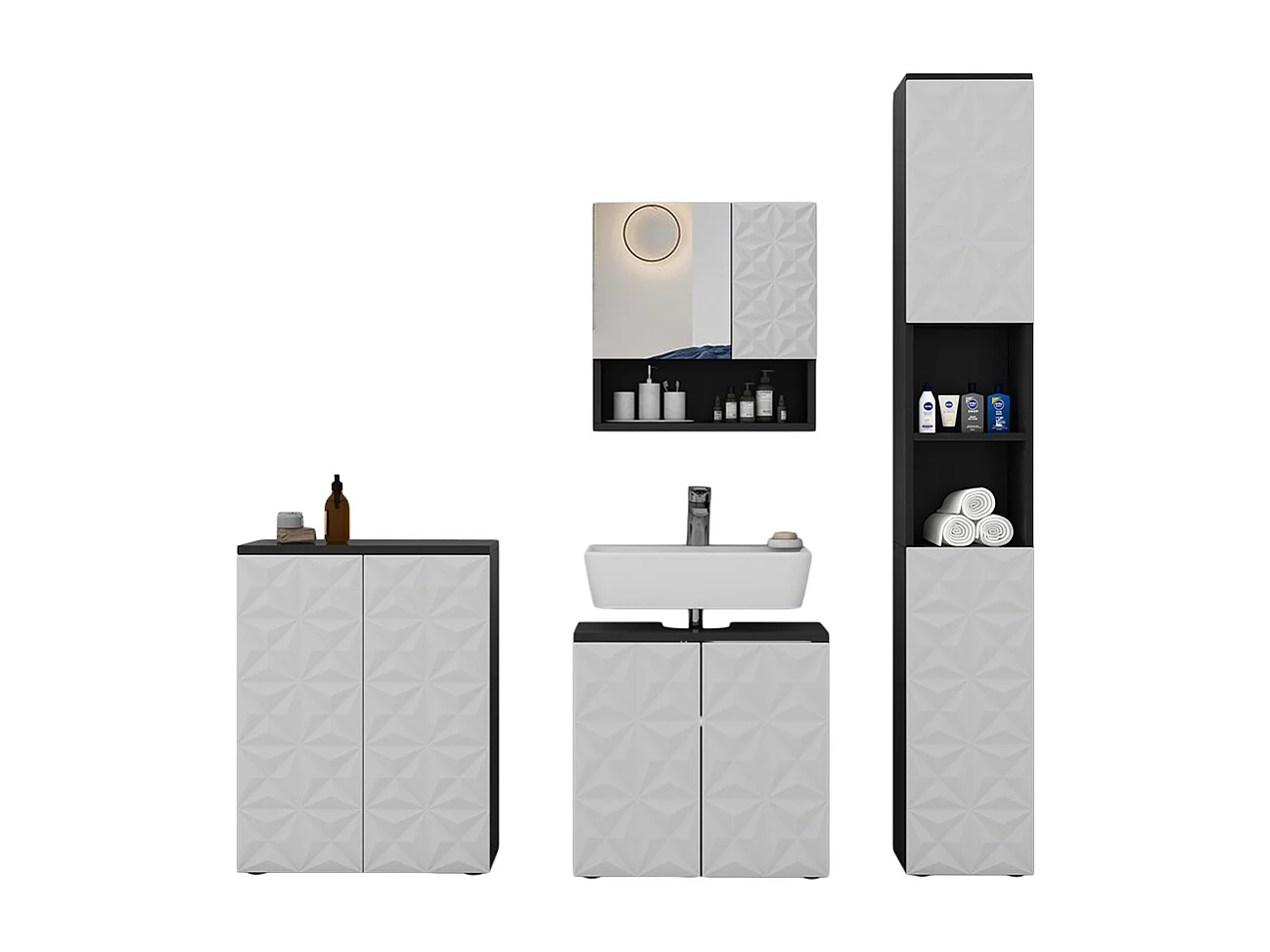 Set di mobili da bagno nero 60x30x57 edge