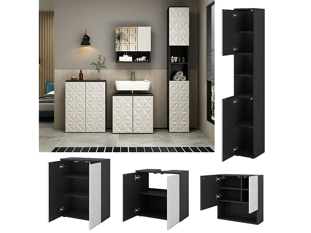 Set di mobili da bagno nero 60x30x57 edge