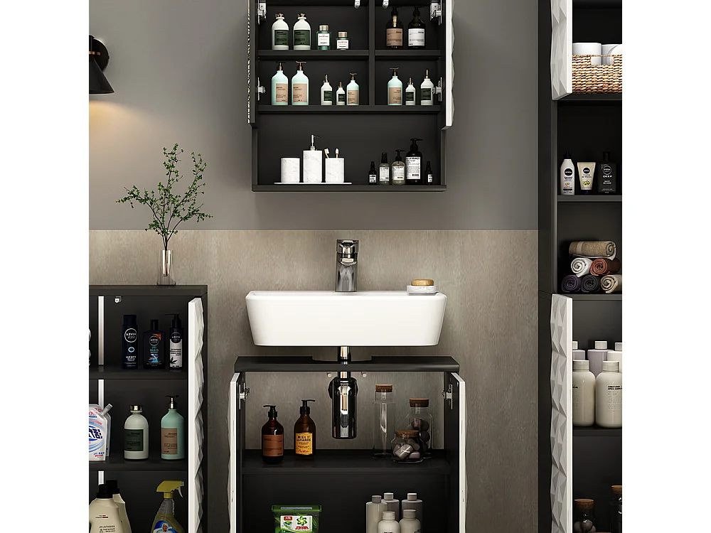 Set di mobili da bagno nero 60x30x57 edge