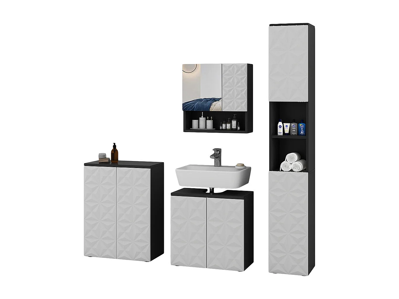 Set di mobili da bagno nero 60x30x57 edge