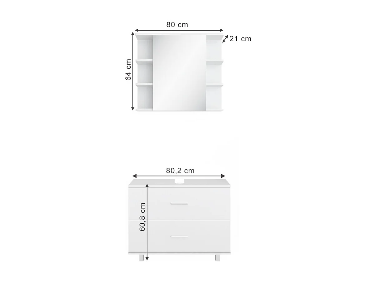 Meubles bain blanc 80.2x33x60.8 ilias
