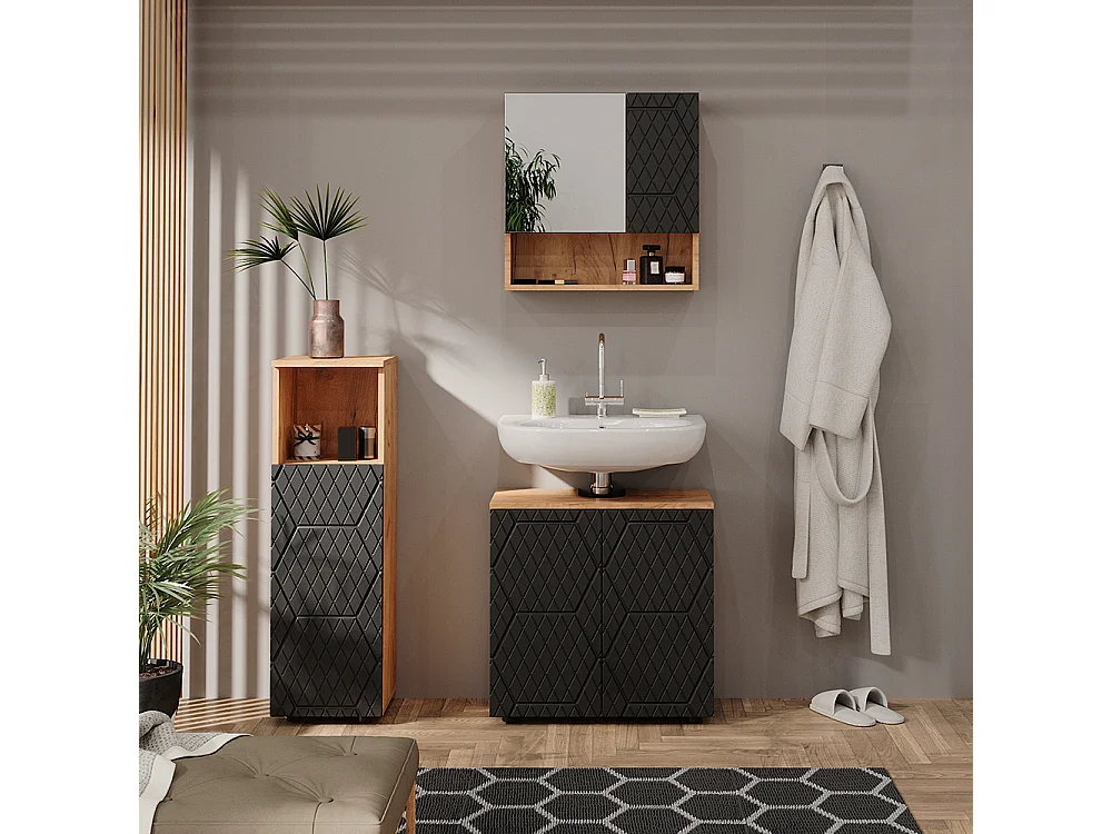 Badmöbel-Set anthrazit mit wabenstruktur 80x41x58.6 irma