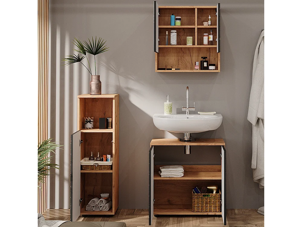 Badmöbel-Set anthrazit mit wabenstruktur 80x41x58.6 irma