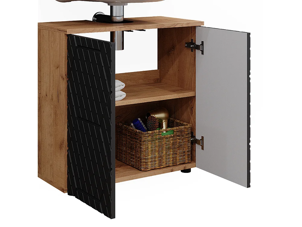 Badmöbel-Set anthrazit mit wabenstruktur 80x41x58.6 irma