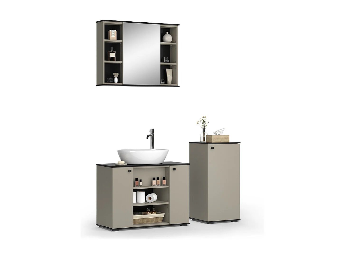 Meubles bain grège 80x37x59 joli