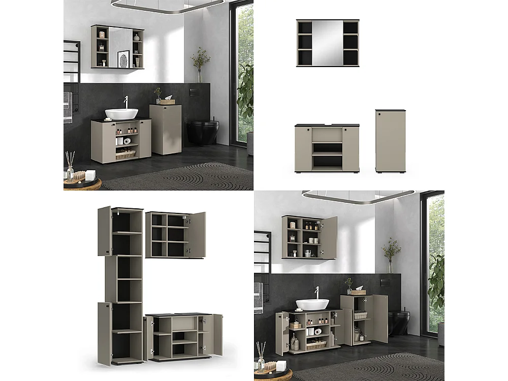 Meubles bain grège 80x37x59 joli