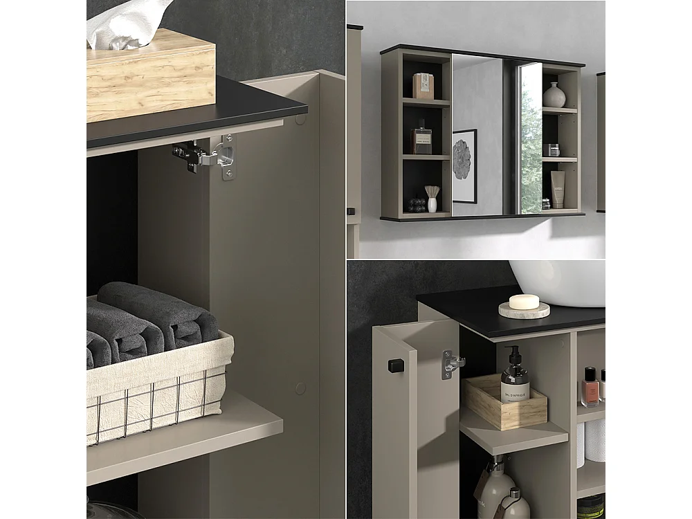 Meubles bain grège 80x37x59 joli