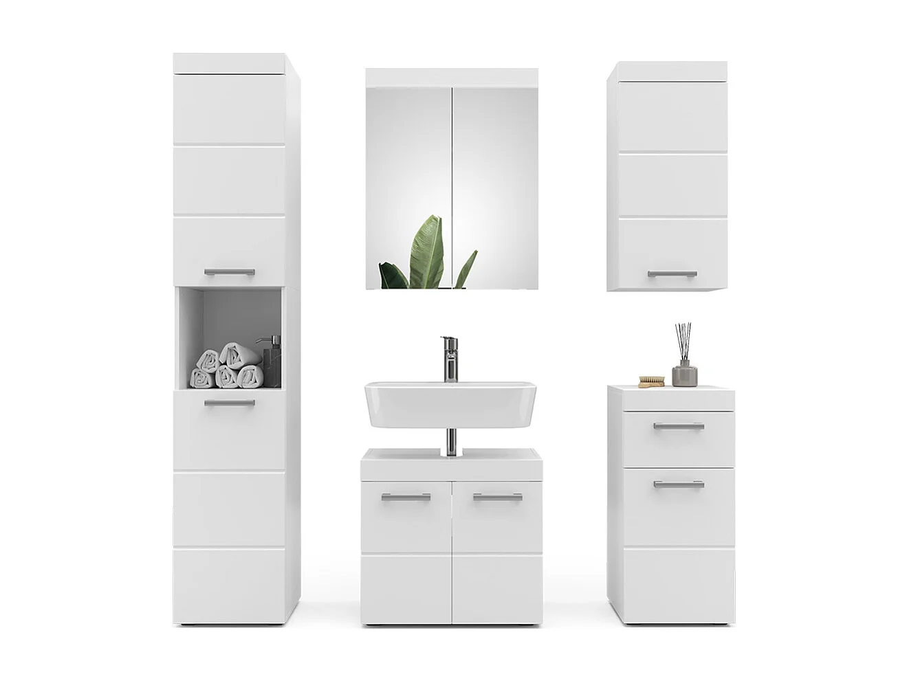 Set di mobili da bagno bianco 60x34x56 luna