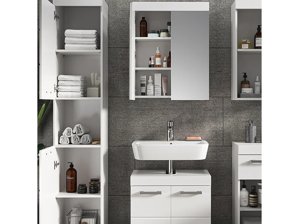 Ensemble de meubles de salle de bains blanc 60x34x56 luna