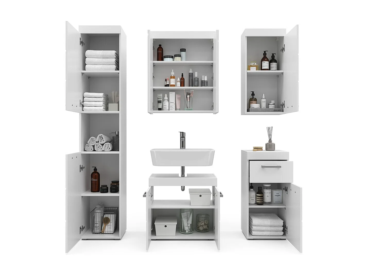 Ensemble de meubles de salle de bains blanc 60x34x56 luna