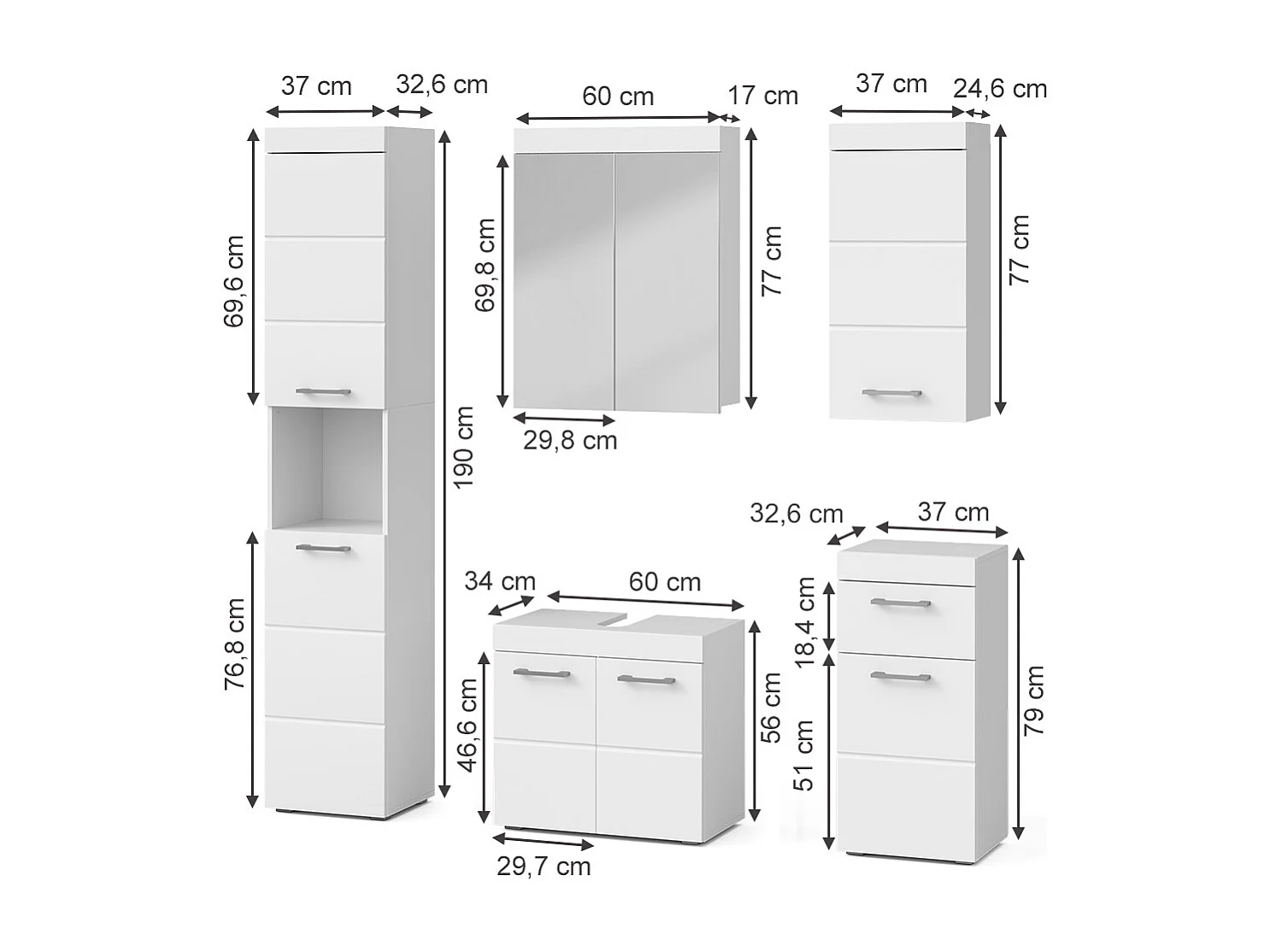 Badkamermeubelset wit 60x34x56 luna