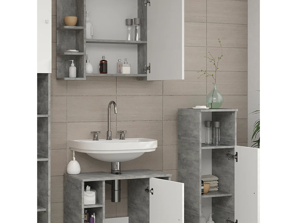 Set mobili bagno calcestruzzo 60x32x54 fynn