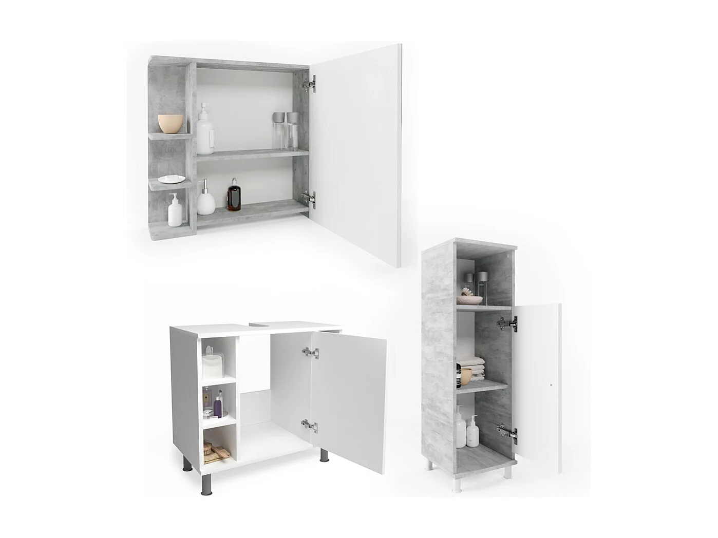 Set mobili bagno calcestruzzo 60x32x54 fynn