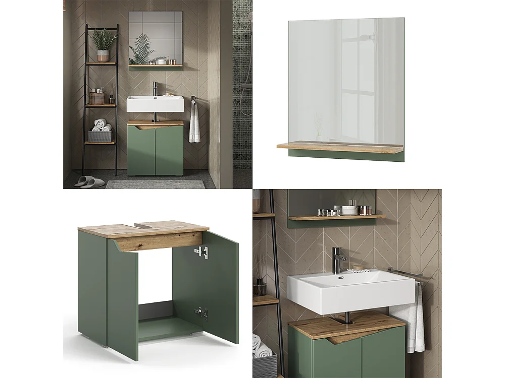 Ensemble de meubles de salle de bains vert/artisan 60x35x57 marelle