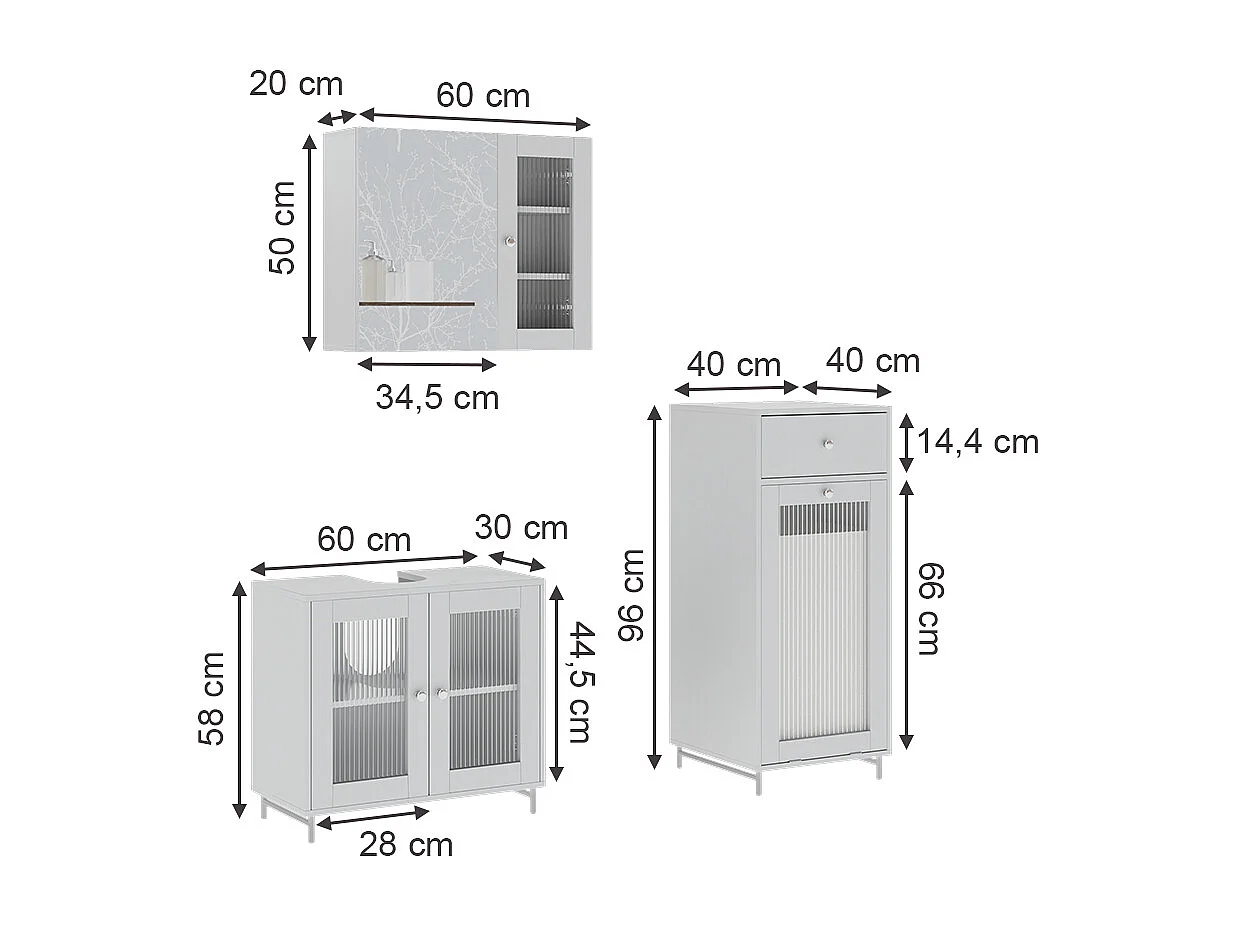 Badmöbel-Set weiß 60x30x58 malte