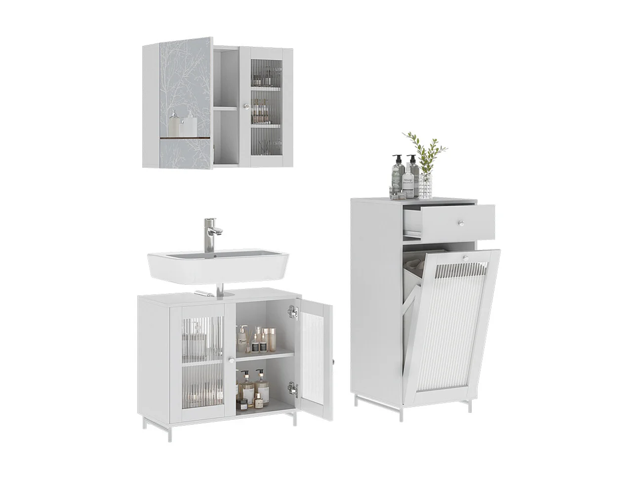 Badmöbel-Set weiß 60x30x58 malte