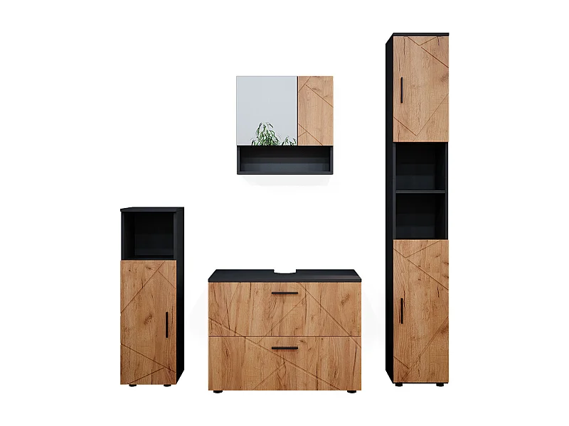 Meubles bain chêne doré/anthracite 80x41x58 irma