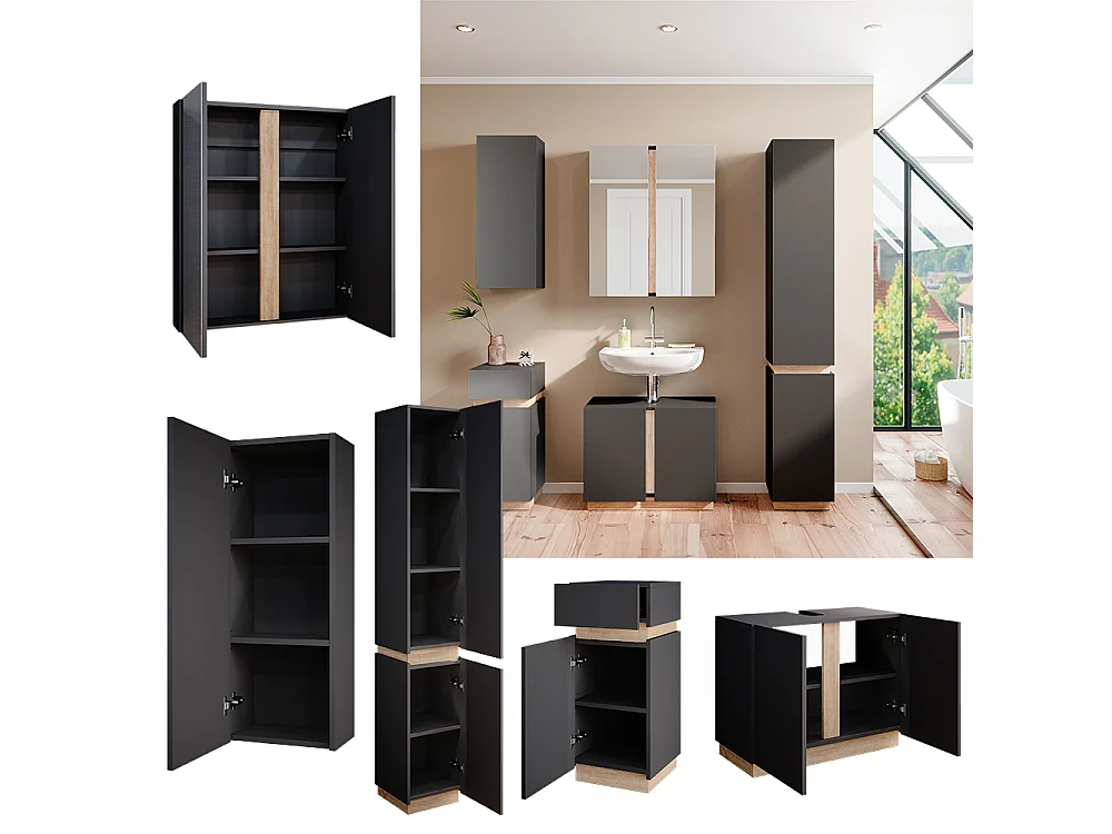 Set di mobili da bagno antracite 70x34x55 gloria