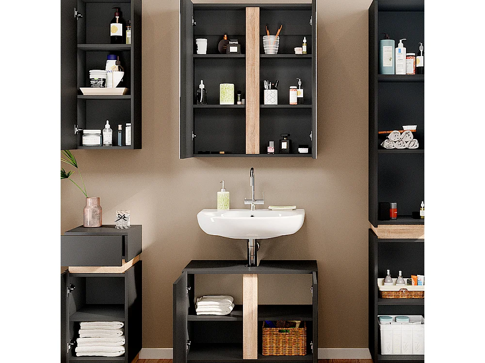 Set di mobili da bagno antracite 70x34x55 gloria