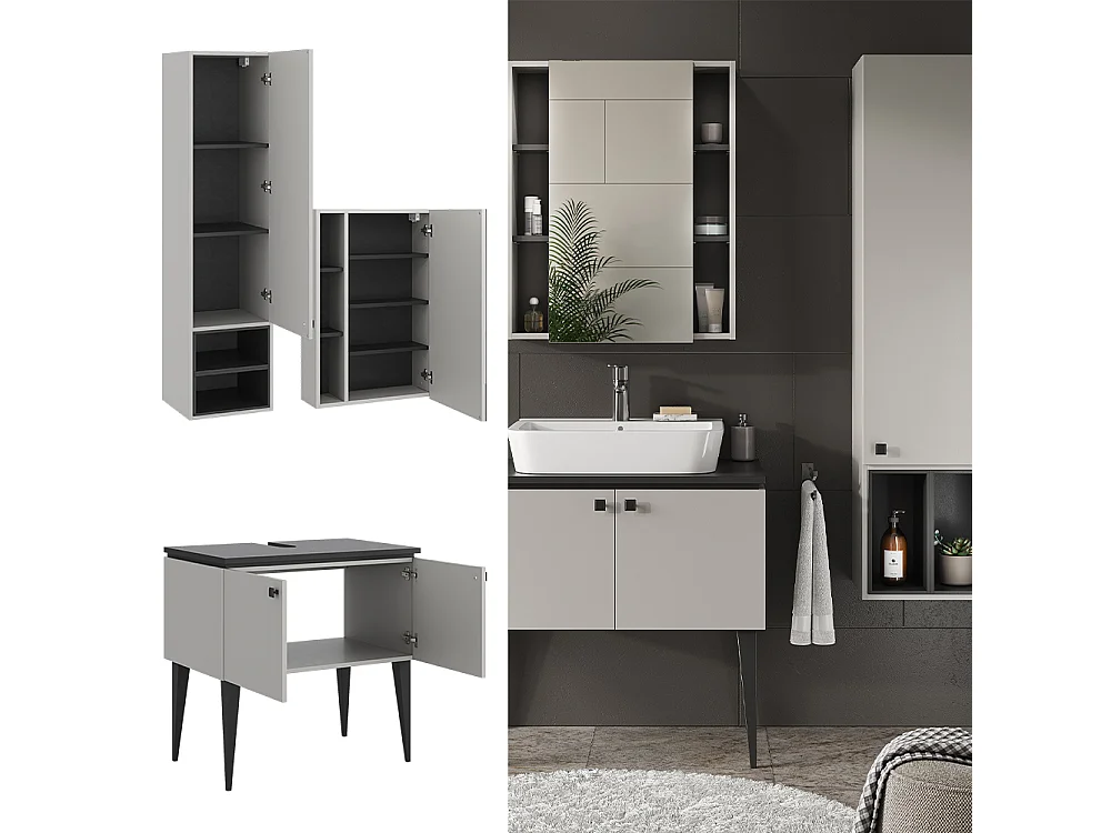 Conjunto de muebles de baño gris 80x50x79 gerta
