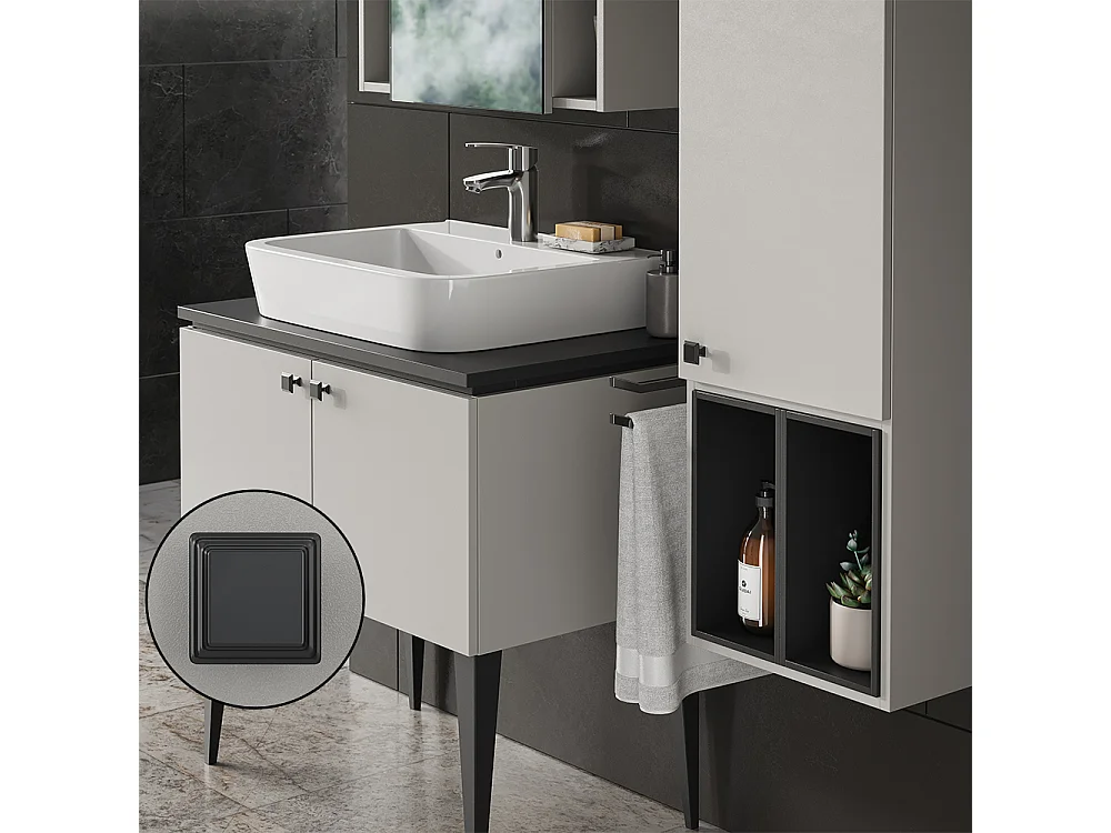 Conjunto de muebles de baño gris 80x50x79 gerta