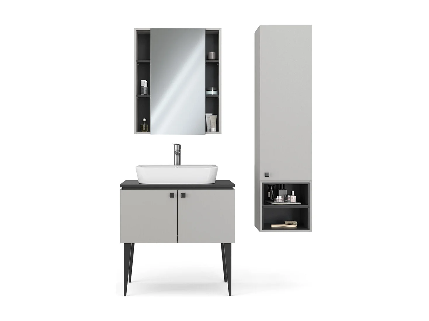 Conjunto de muebles de baño gris 80x50x79 gerta