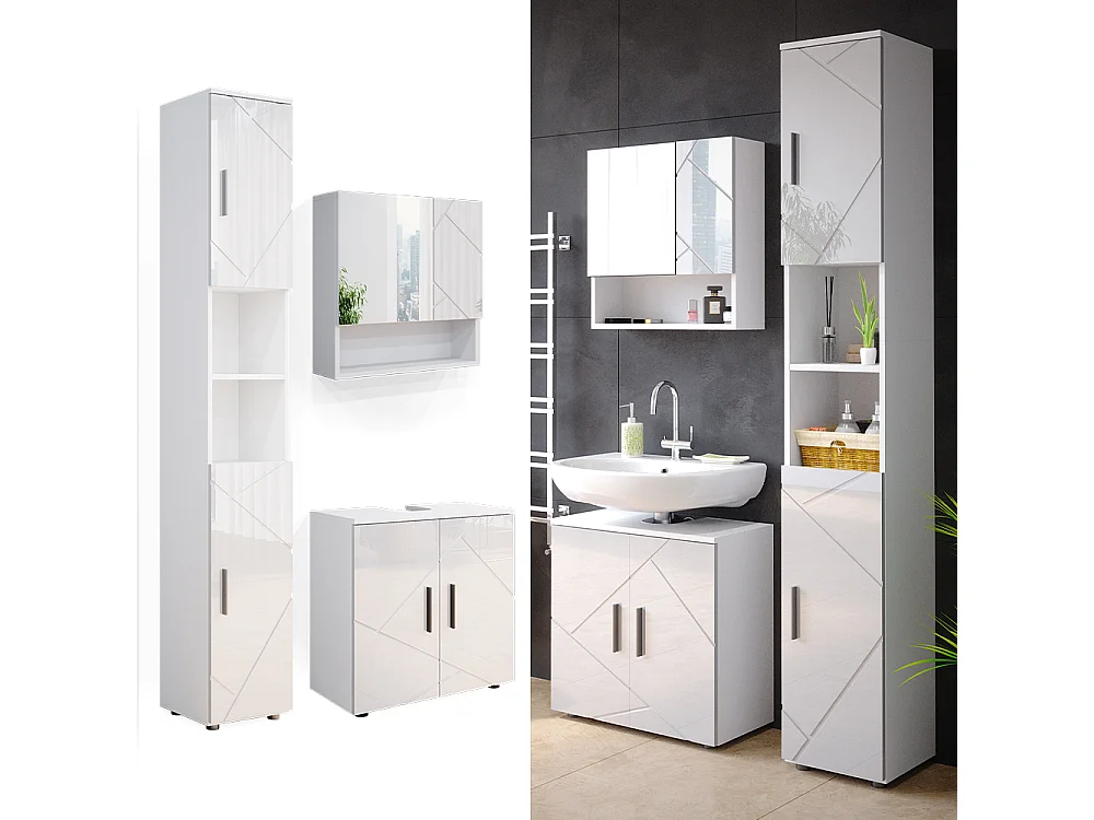 Conjunto de muebles de baño blanco alto brillo 80x41x58.6 irma