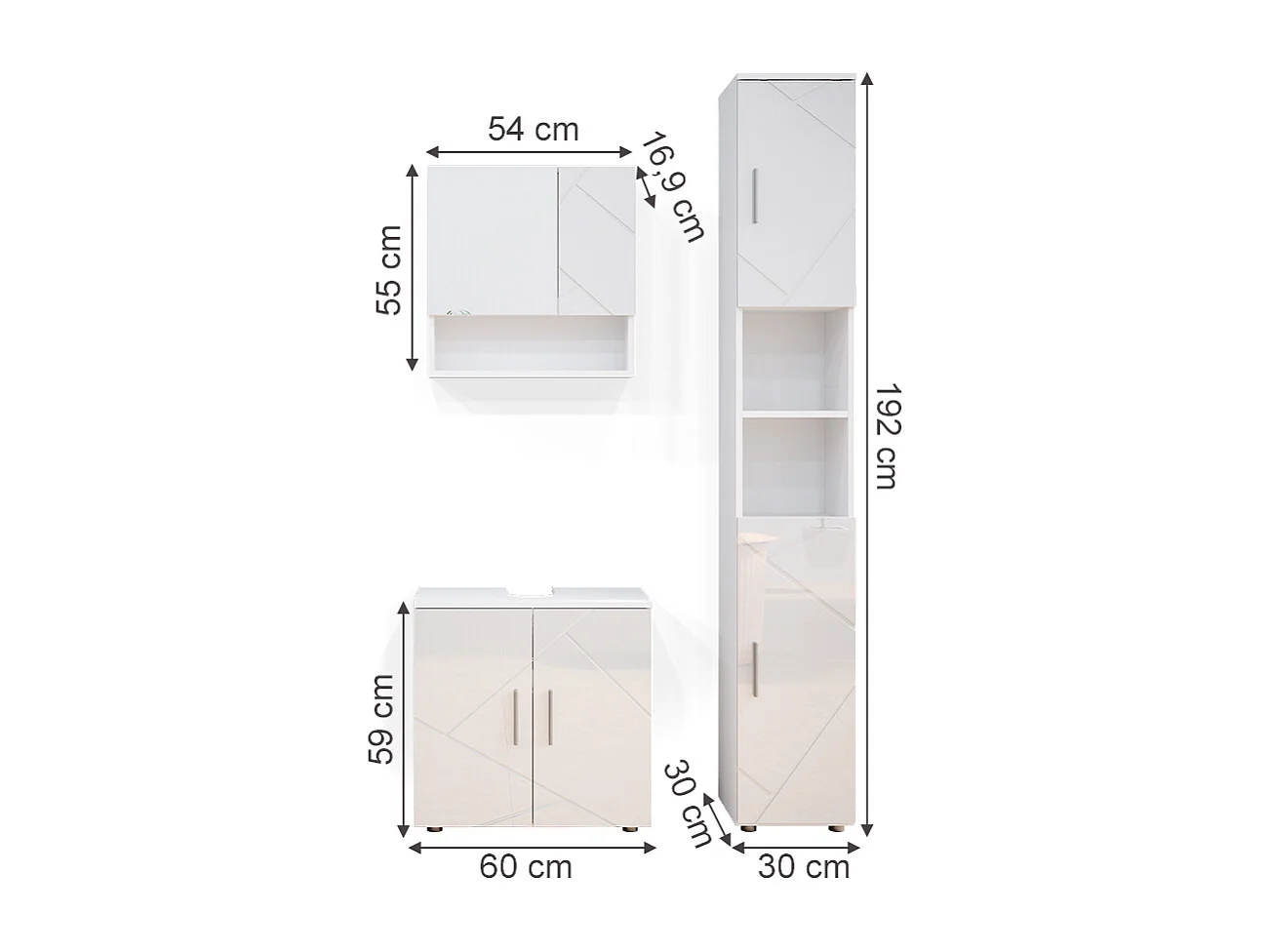 Conjunto de muebles de baño blanco alto brillo 80x41x58.6 irma