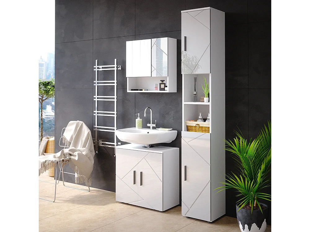 Meubles bain blanc haute brillance 80x41x58.6 irma