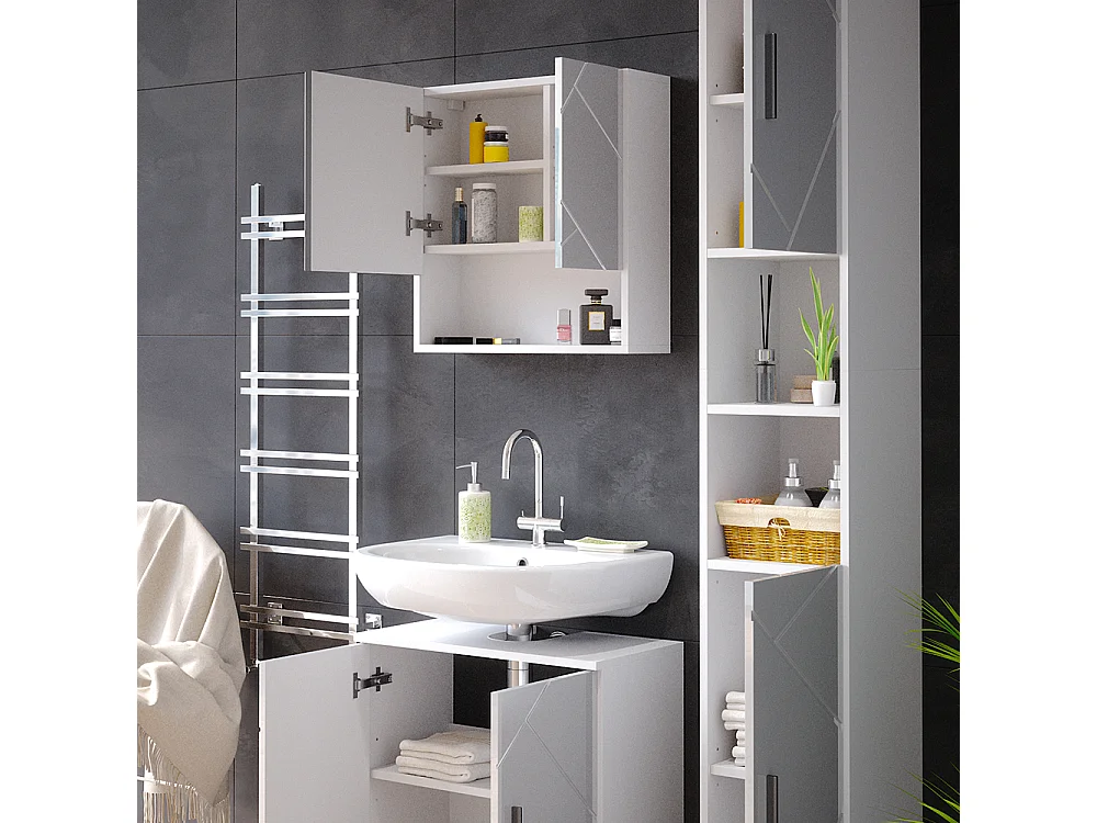 Meubles bain blanc haute brillance 80x41x58.6 irma